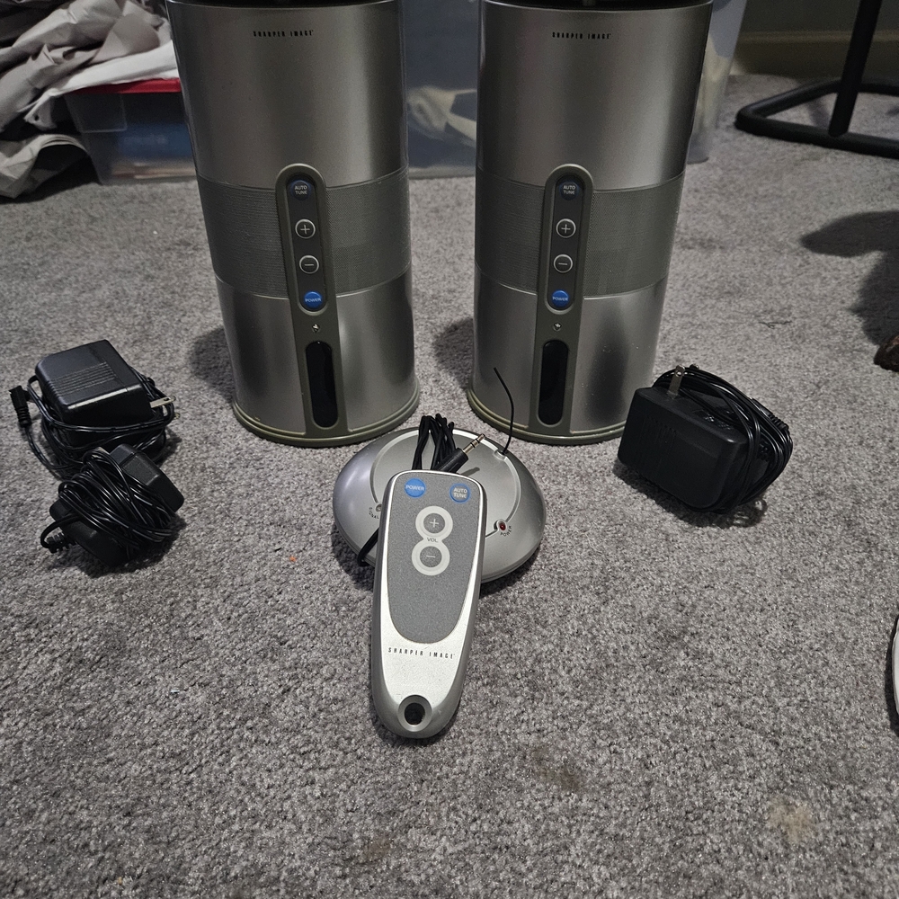 Sharper Image Silver and Black Indoor/ Outdoor Speaker Set with Remote